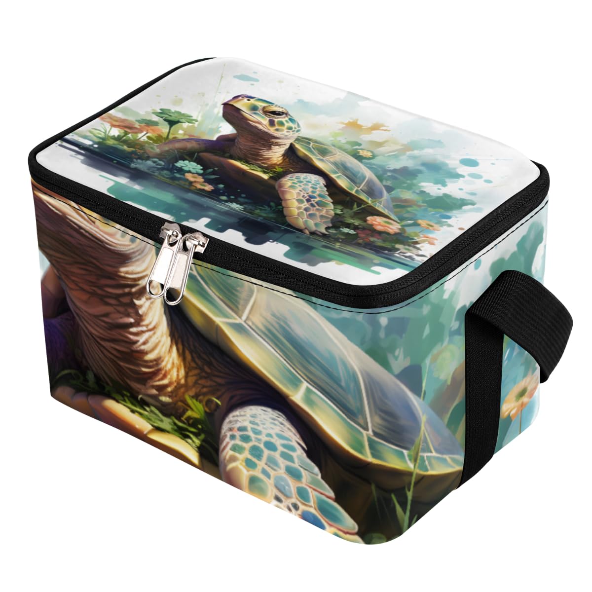 GzLeyigou Lunch Bags for Women Men 9 Cans,Turtle Hot & Cold Food Delivery Bag Insulated Grocery Bag Insulated Lunch Box Watercolor Marine Turtle Cooler Bag for Office Work Picnic Beach