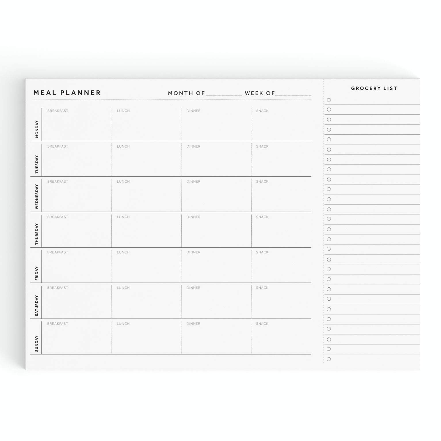Buy Weekly Meal Planner Notepad with Perforated Grocery List, Food