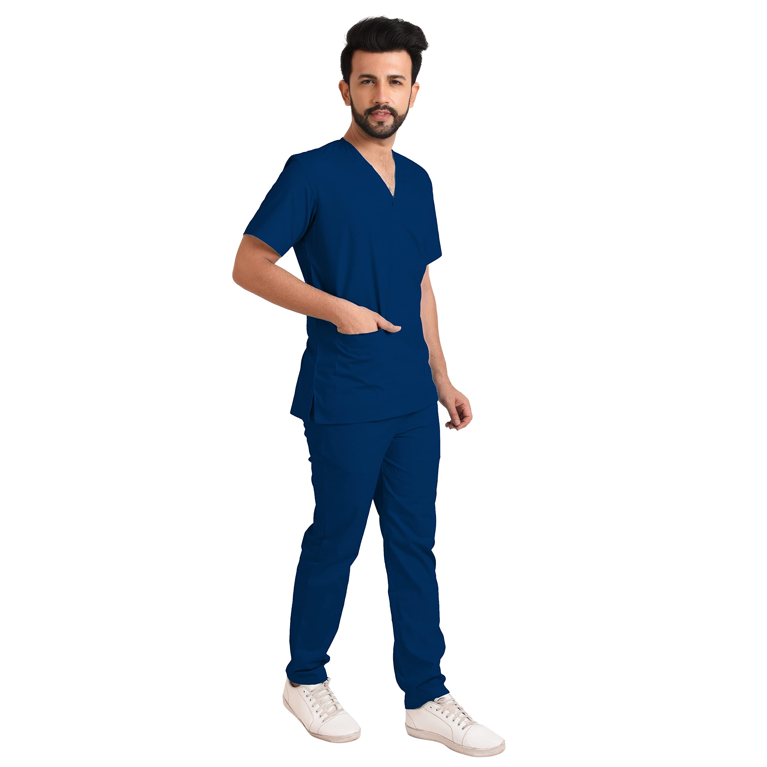 adhyah TrendyUniform Mens Regular Fit Polyester Cotton Scrub Suit for Componder| V-Neck Top and Drawstring Pant |Half Sleeves Hospital Uniform for Doctors, Nurses and Dentist, OT (Navy Blue,XL) (B09BZDQNJW) Amazon Price History, Amazon Price Tracker