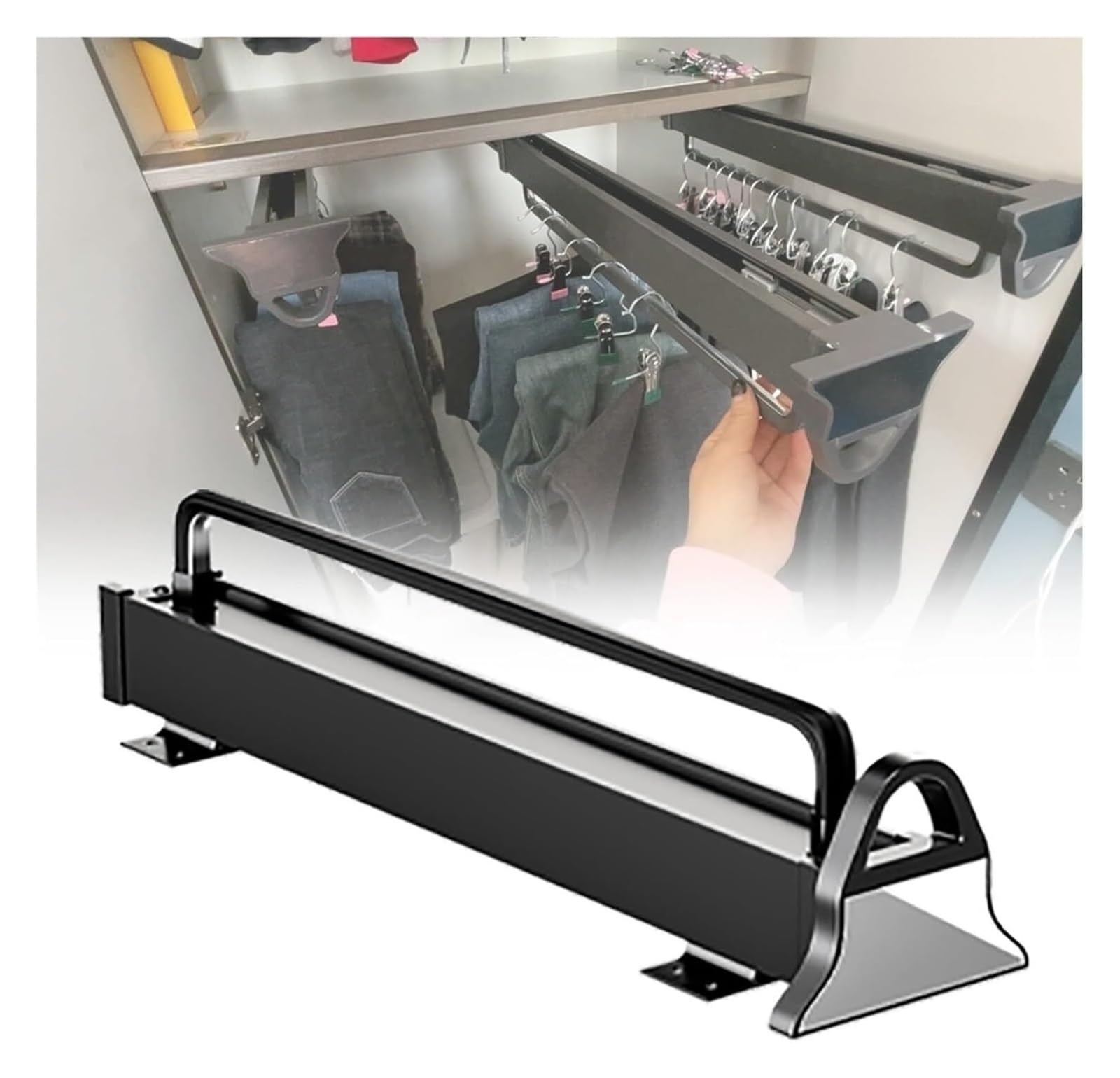 ROHCGHC Wardrobe hanging rods, Pull Out Pants Rack for Closet, 14 16 18 20 22 Inch Retractable Wardrobe Storage with Non-slip Mute Strip(Lenght 20in/51cm)