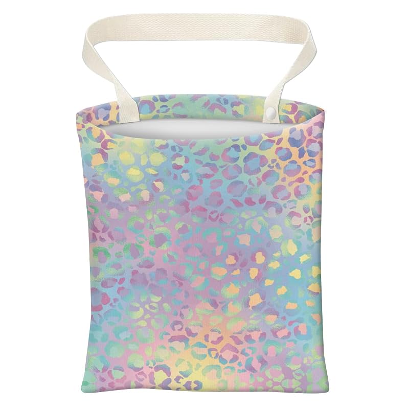 Lixeira para Carro ABUIFDK com Alça, Bolsa Organizadora Suspensa de Poliéster, 5 L, Leopardo Colorido
