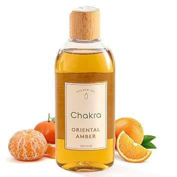 Chakra Body Wash for Women & Men - Moisturizing Shower Gel for Deep Cleansing and Silky Skin - Gentle Daily Body Care with Long-Lasting Freshness, 8.45 fl oz, Oriental Amber