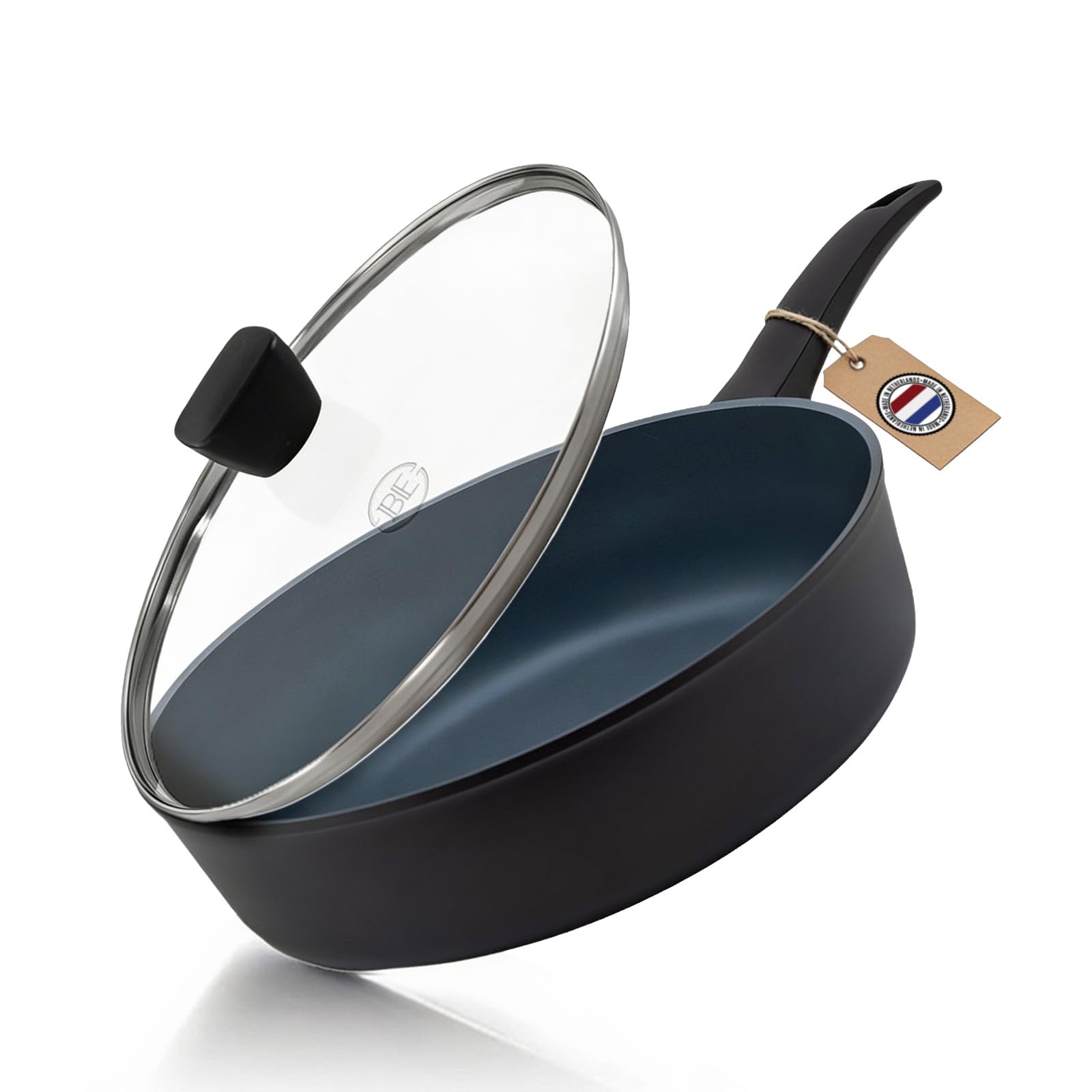 Be Living Sartén con tapa – Ø 28 cm – Sartén honda – Cerámica – Inducción – Sin PFAS – Antiadherente – Serie Delight