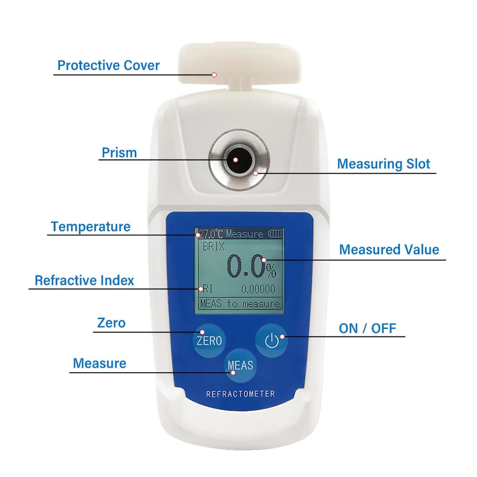 Rifrattometro digitale 0-55% Brix, misuratore del contenuto di zucchero del succo di frutta, tester for il monitoraggio del contenuto dell'uva Risposta rapida