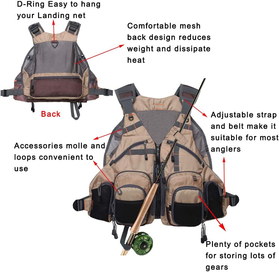 Fly Fishing Vest Pack Adjustable for Men and Women BigaMart