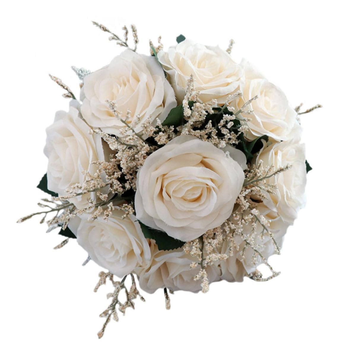 Bouquet de mariage artificiel en soie blanc anti-flétrissement