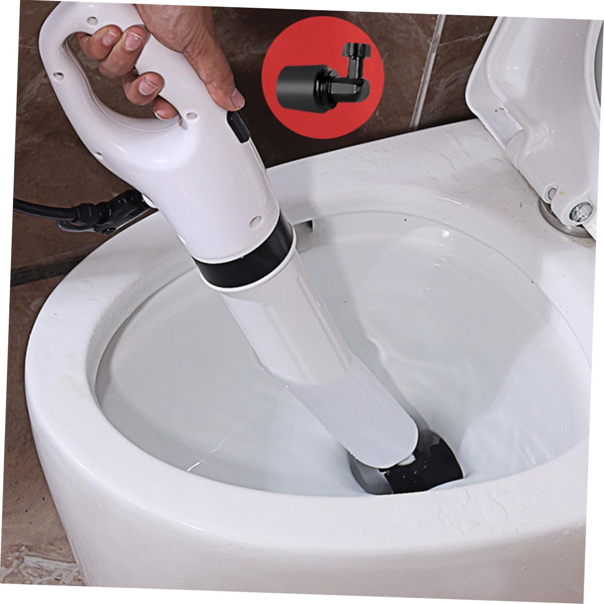 Déboucheur de Toilette Flexible Blanc, Tête Spiralée, Poignée Ergonomique