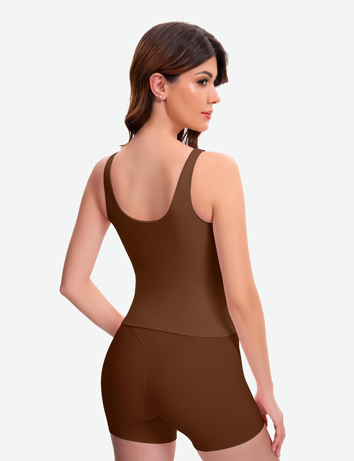 Ieumaz Scoop Neck Crop Tank Tops for Women Longline U Back Sleeveless Workout Yoga Crop Tank Tops with Removable Pads