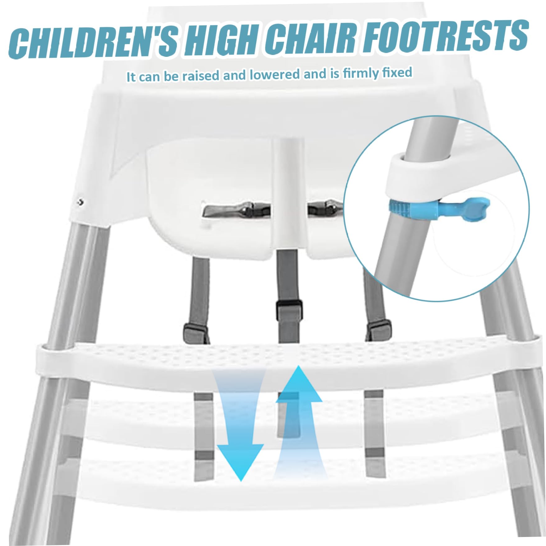 Poggiapiedi per seggiolone, 18x3" Poggiapiedi per seggiolone per bambini regolabile antiscivolo Facile da installare in plastica con anello di fissaggio