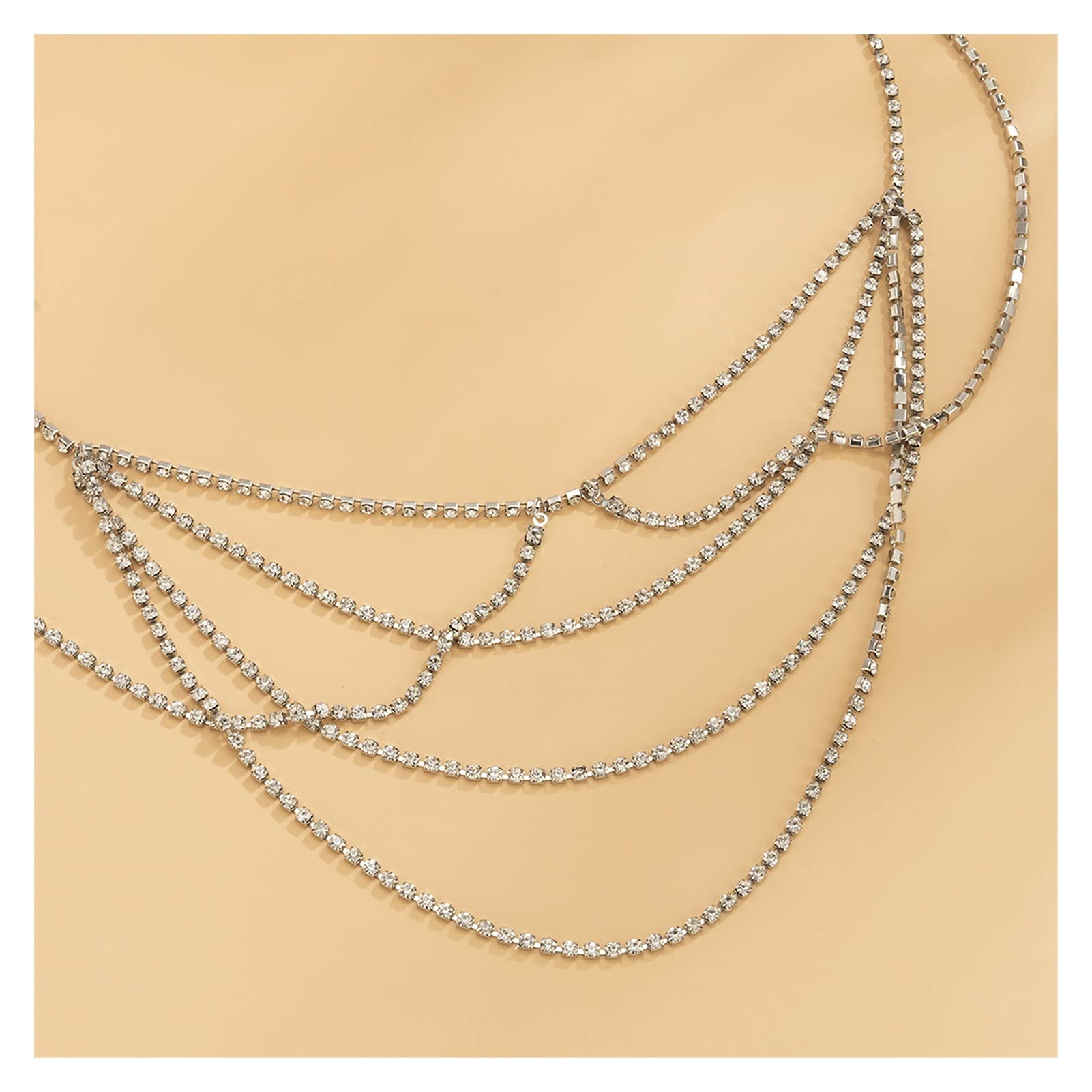 Body Chain Damen Kette - Goldfarbene einfache Strandkette mit Kreuzband für Taille und Bauch - Schwarze Harnaskette - Edler Schmuck für Damen - Accessoires