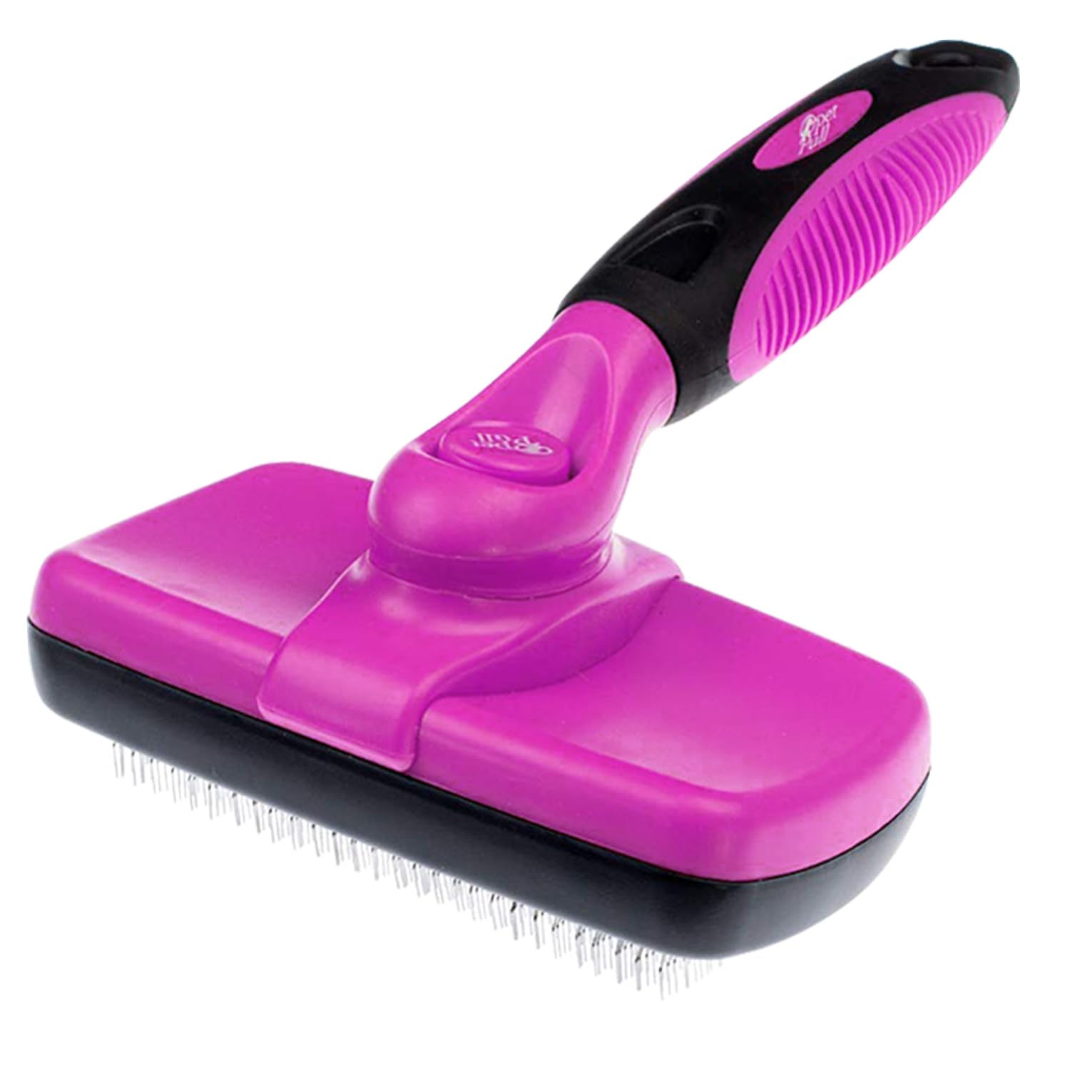 Pet Pull Self Cleaning Slicker Brush for Cat and Dog Coat - Detangler Dog Brush for Shedding & Grooming - Super Easy to Clean Deshedding Grooming Tool