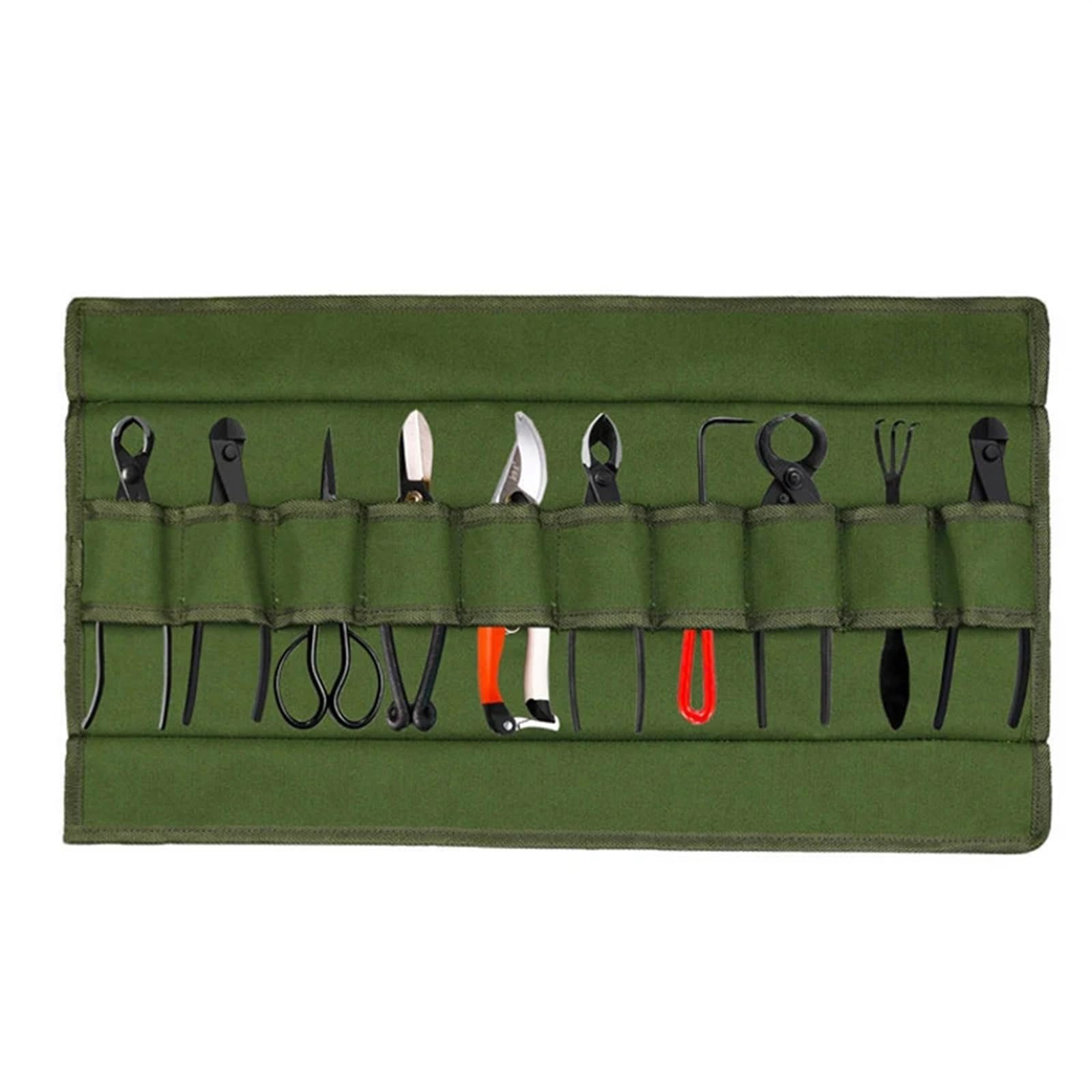 Bolsa enrollable para herramientas de jardín Bonsai, alicates lona(Gray)