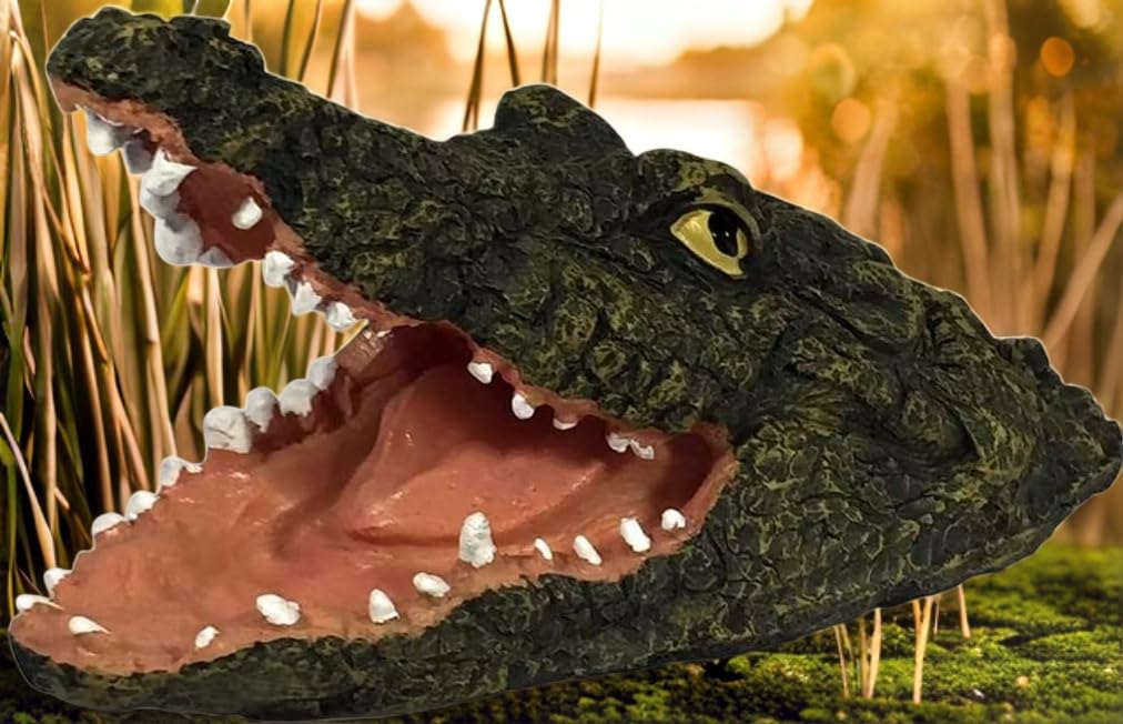 Alligator Head ornaments outdoor Floating Crocodile Heads statue garden Pond figures Water Feature Reptile Sculpture yard Animal Law balcony fence figurine decoration Gifts - Image 4