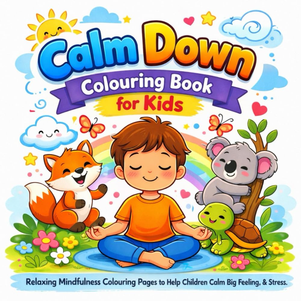 Calm Down Colouring Book for Kids: Relaxing Mindfulness Colouring Pages to Help Children Calm Big Feelings, Anxiety and Stress