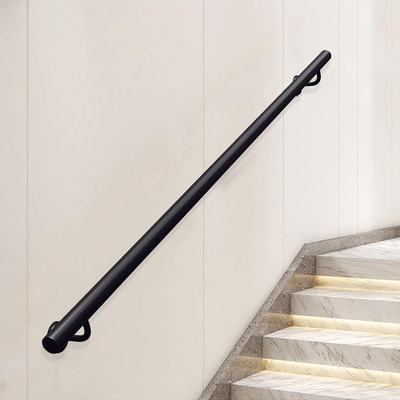 Rampe d'escalier en fer forgé noir mural de 600 cm pour la sécurité intérieure et extérieure