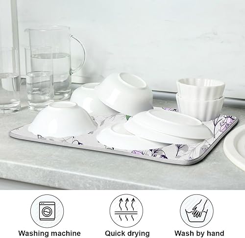 Miniatura 7 de Purple Yellow Bluebells Drying Dish Mat Washnable Absorbent Counter Top Accessories Kitchen Kitchen Countertop Decor Tapete Para Cocina 16'' x 18''