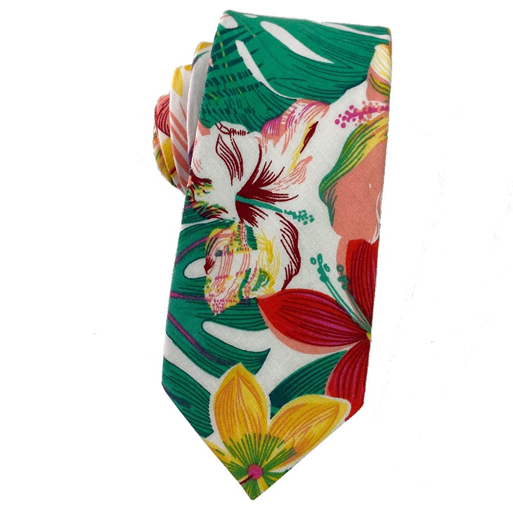 Mantieqingway Floral Ties for Men Skinny Cotton Tie Flower Necktie