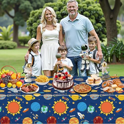 Large Outer Space Coloring Tablecloth - Giant Solar System Theme Colorable Paper Poster, Galaxy Activity Games Table cloth for Space Birthday Party Decorations Supplies Favors Crafts Gifts, 54x108 In