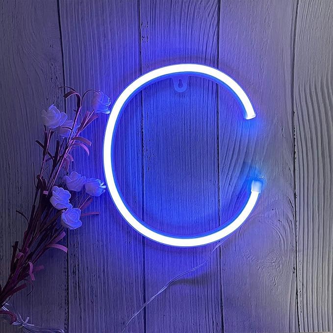 Neon Letter Lights LED Blue Neon Signs 26 Alphabet Sign USB/Battery Powered Creative Night Lamp Decor for Home Party Christmas Wedding Festival Light for Graduation (Letters C) — image 1