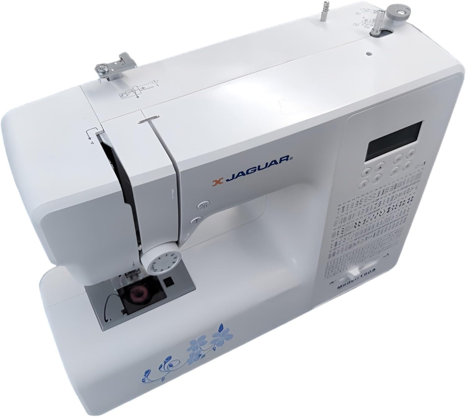 Jaguar 190S Electronic Sewing Machine top view showing threading path