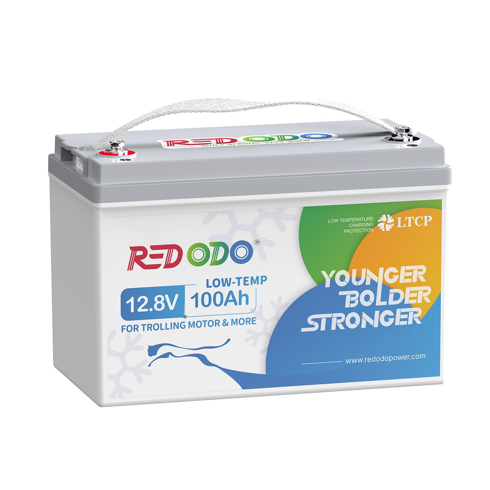 Redodo 12,8 V 100 Ah Low Temp Cut-Off LiFePO4 Deep Cycle akumulator o mocy 1280 W, wbudowany akumulator litowy 100 A BMS, 4000+ cykli ponownego ładowania, idealny do silników trollingowych, systemów