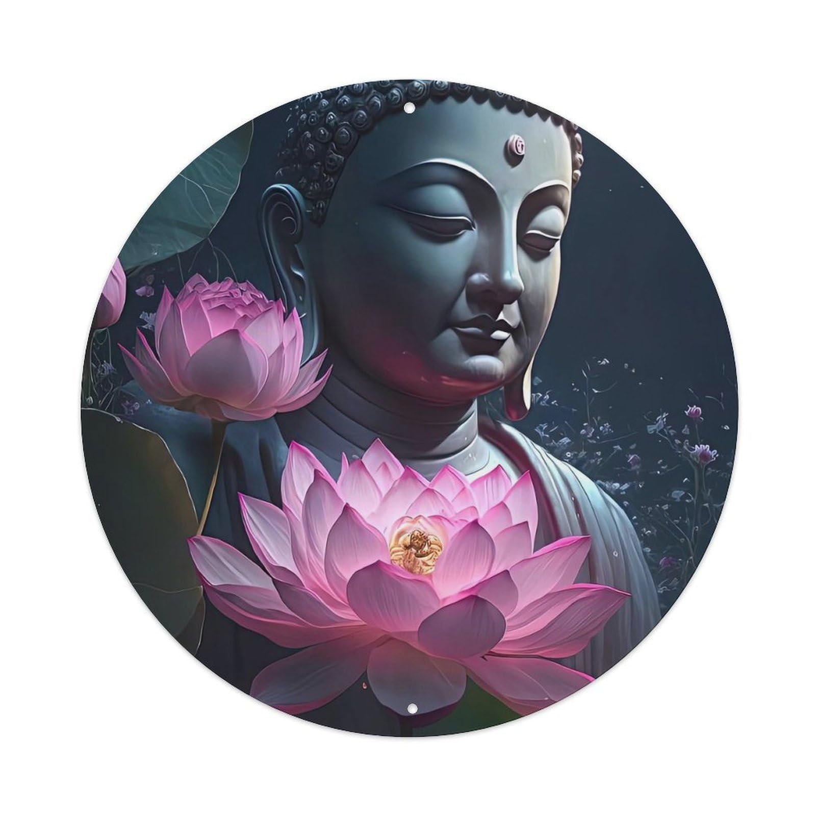 Zen Art Buddha Beautiful Flowers Metal Tin Sign