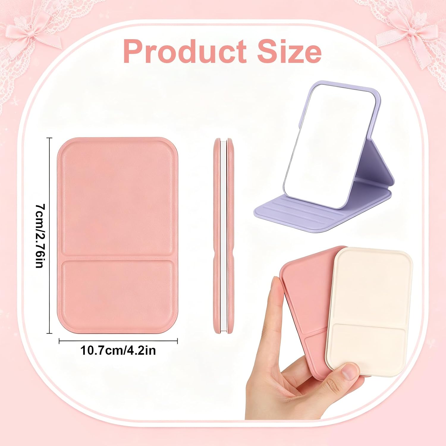 16 Pcs Compact Mirror Bulk in 8 Colors, Portable Folding Pocket Makeup Mirrors for Women, Mini Travel Hand Mirror Set for Camping, Home, Purse, Bridesmaid Party Favors & Gifts