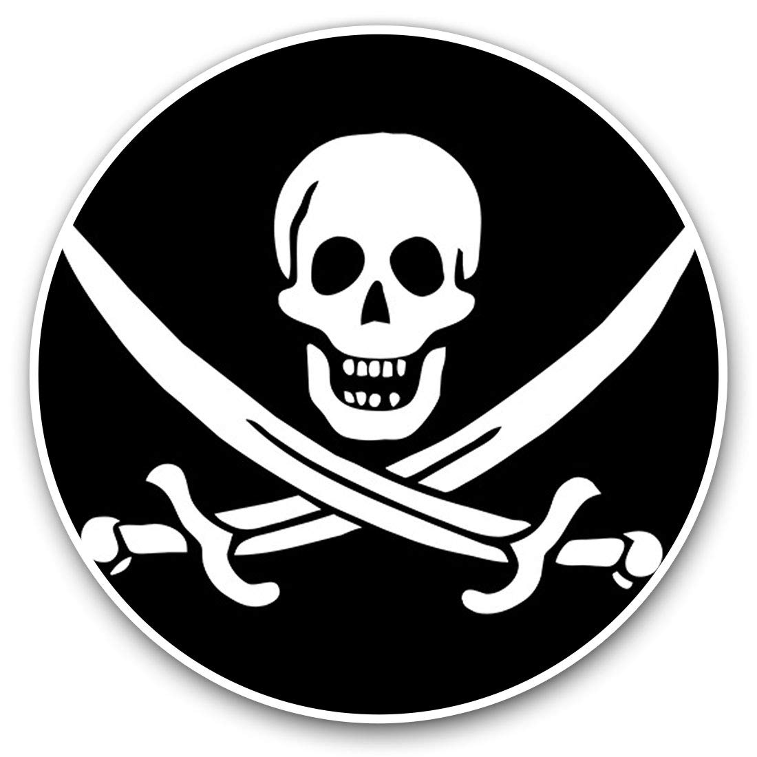 Destination Vinyl Ltd Pirate Flag Jolly Roger Ship Skull 24025 Vinyl Stickers (Set Of 2) 7.5Cm - Pirate Flag Jolly Roger Ship Skull #24025