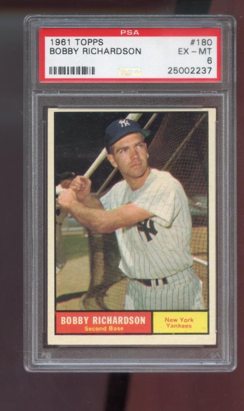 1961 Topps #180 Bobby Richardson New York Yankees PSA 6 Graded Baseball Card