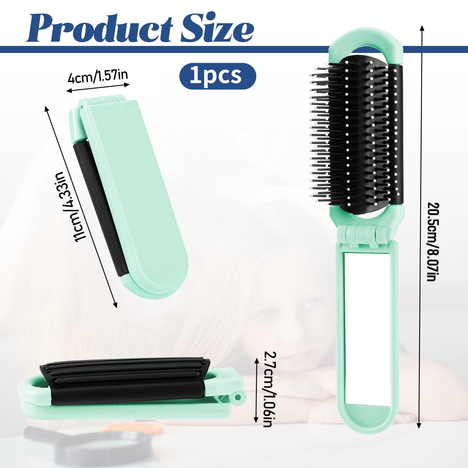 Travel Folding Hair Brush with Mirror for Women Small Collapsable Hair Comb with Soft Nylon Bristles Portable Mini Pocket Size Scalp Hairbrush for Purse Thick Thin Curly Straight Wet Dry Hair - Image 4