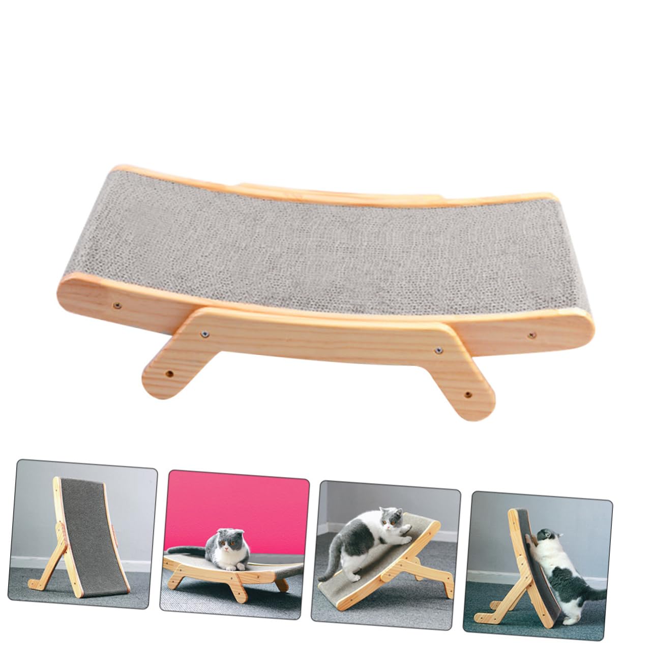 DOITOOL Rascador para Gatos de Madera y Cartón Ondulado Tabla de Moler Garras Juguete Rascador para Gatos Protector de Muebles para Uso en Interiores