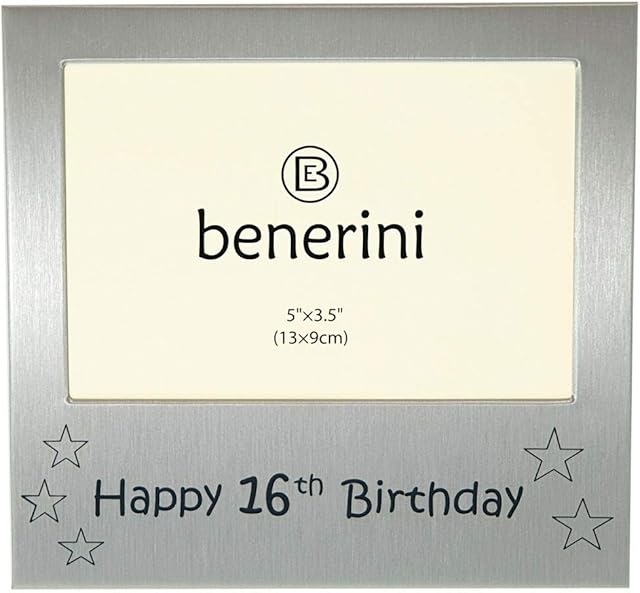 benerini Happy 16th Birthday Photo Picture Frame - 5 x 3.5 Inches - Unique Gift Idea For a Teenager