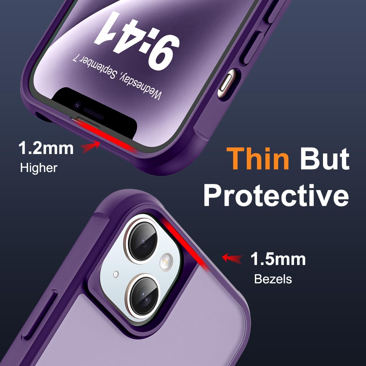 Compatible with iPhone 14 Plus Case with Invisible Magnetic O-Ring Stand Military-Grade Translucent Case for iPhone 14 Plus 6.7" [Compatible with Mag-Safe][Great Grip Feeling], Purple - Image 6