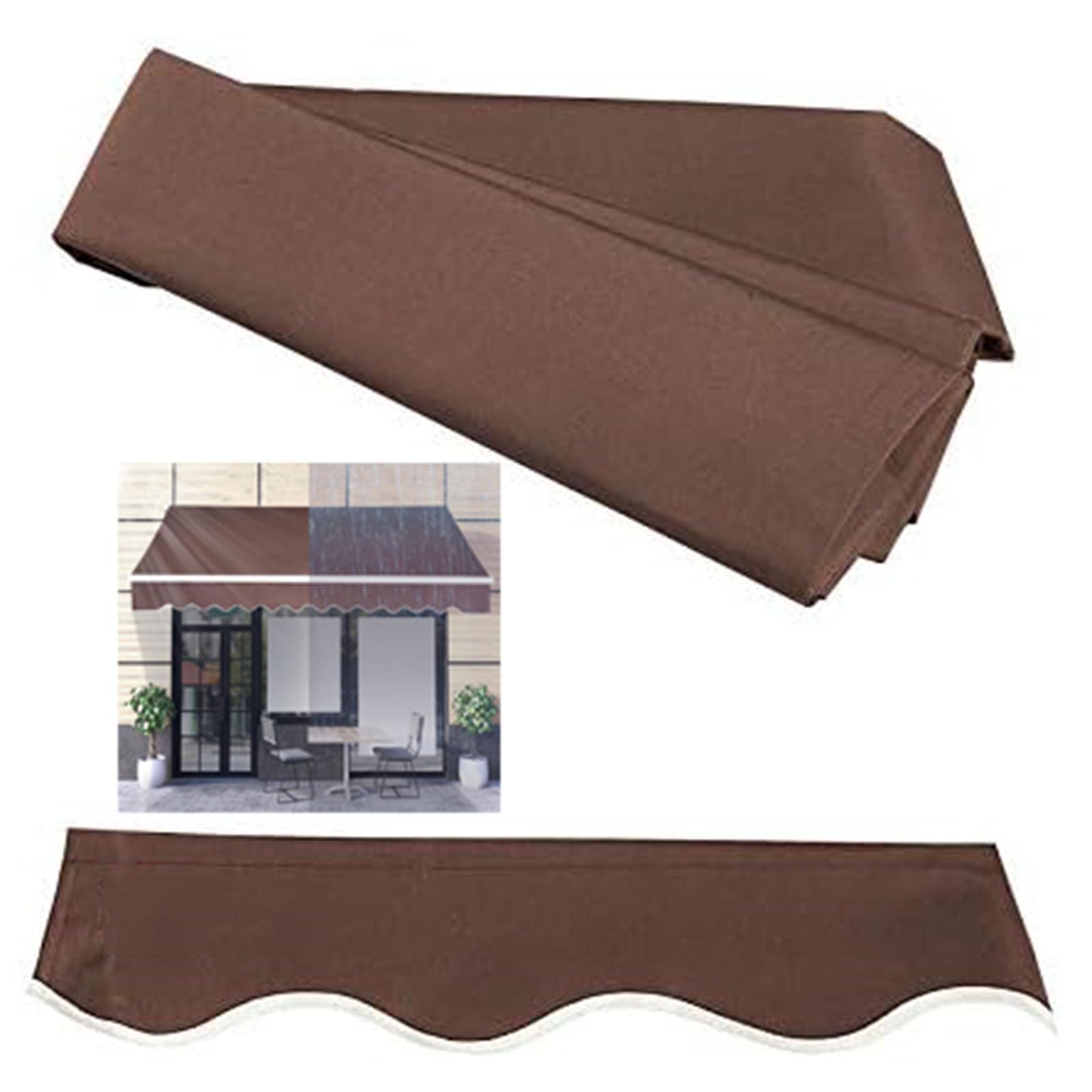 Tessuto di ricambio per tenda retrattile (senza cornice) copertura impermeabile in poliestere per patio esterno pergolato balcone - marrone (dimensioni: 4,5 x 3,5 m)