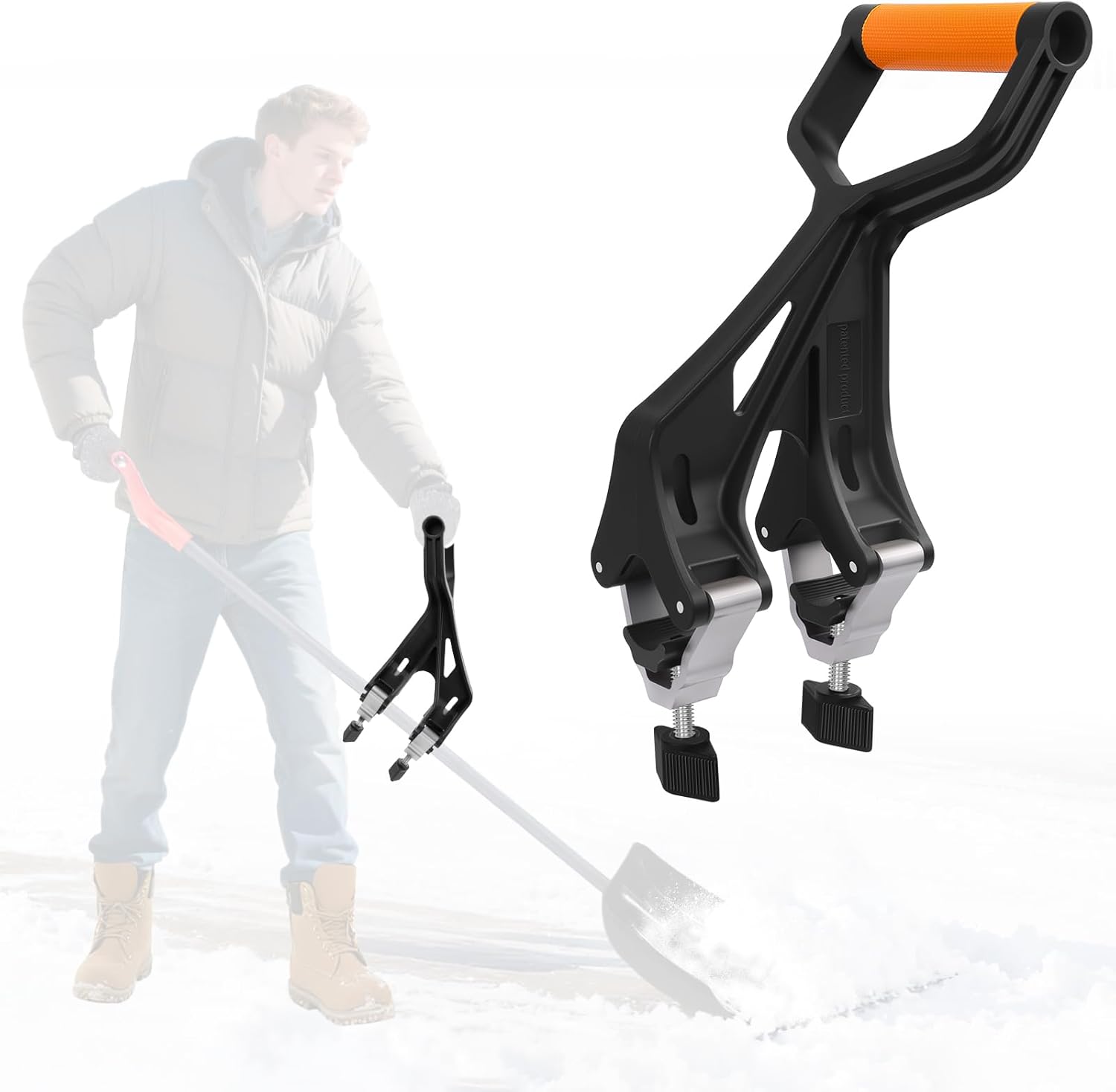 KJX Upgraded Shovel Handle Extension, Ergonomic Snow Shovel Handle Replacement, Back Saver Attachment Universal Fit for Weed Eater, Rakes, String Trimmers, Shovels and More Yard Tools