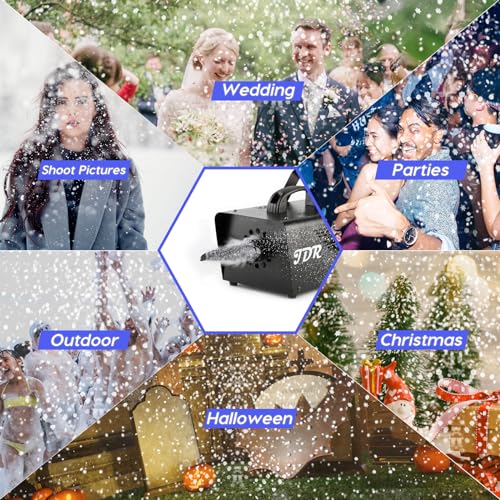 jdr 800w snow machine wireless remote control auto mode portable foam machine for partiesoutdoor kids wedding stage effect indoor christmasparades snowflake maker with fuse protection