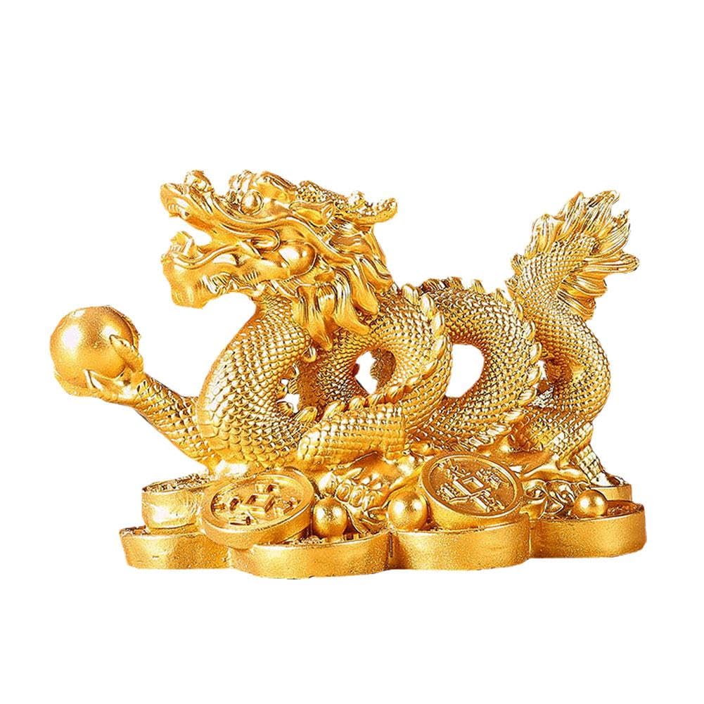 GLOGLOW Chinesischer Drache Ornament Aus Messing – Dekorative Skulptur Für Schreibtisch & Regal, Glückssymbol