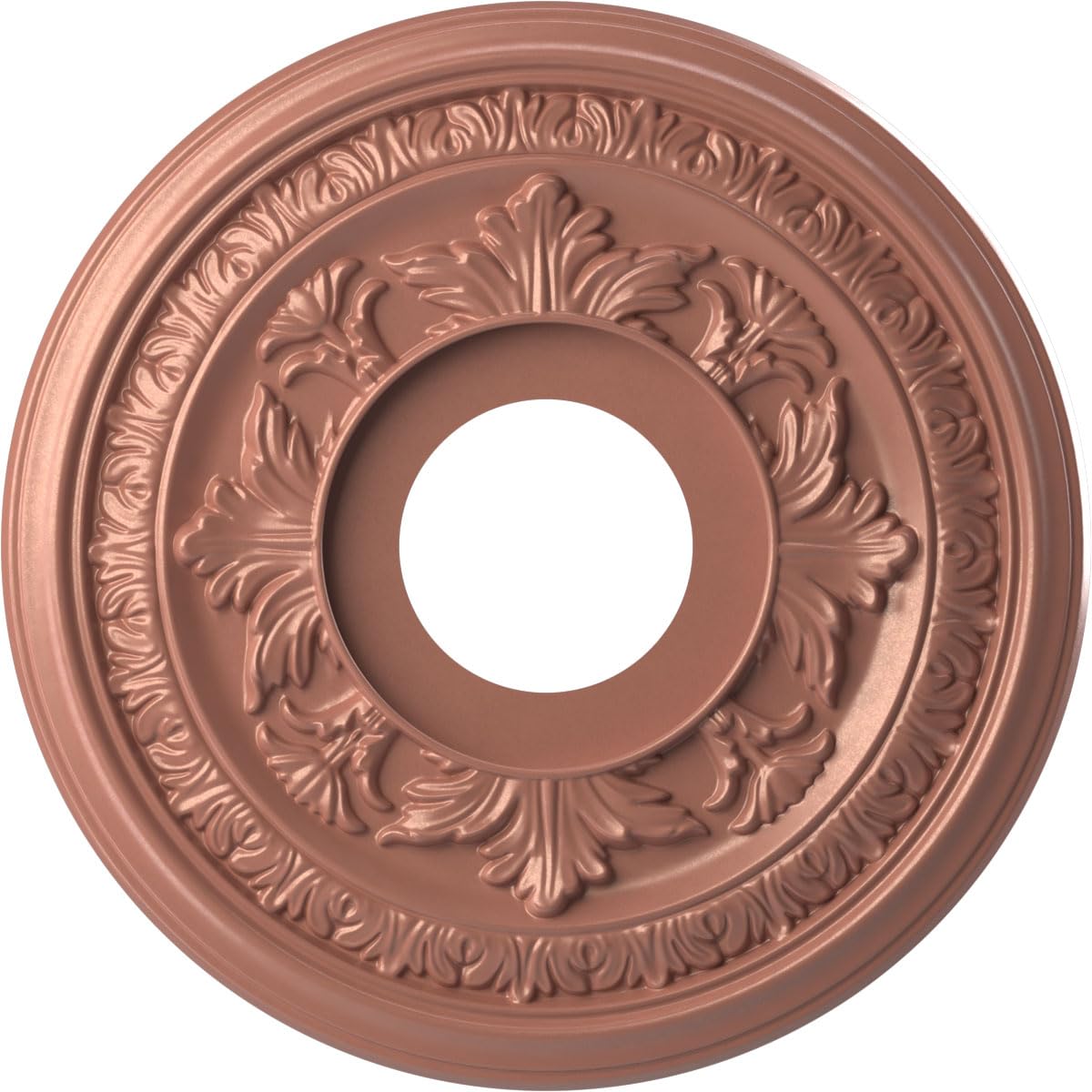 Ekena Millwork CMP13BAFCP Baltimore Thermoformed PVC Ceiling Medallion (Fits Canopies up to 5 1/4"), 13"OD x 3 1/2"ID x 3/4"P, Universal Pearl Metallic Champagne Pink