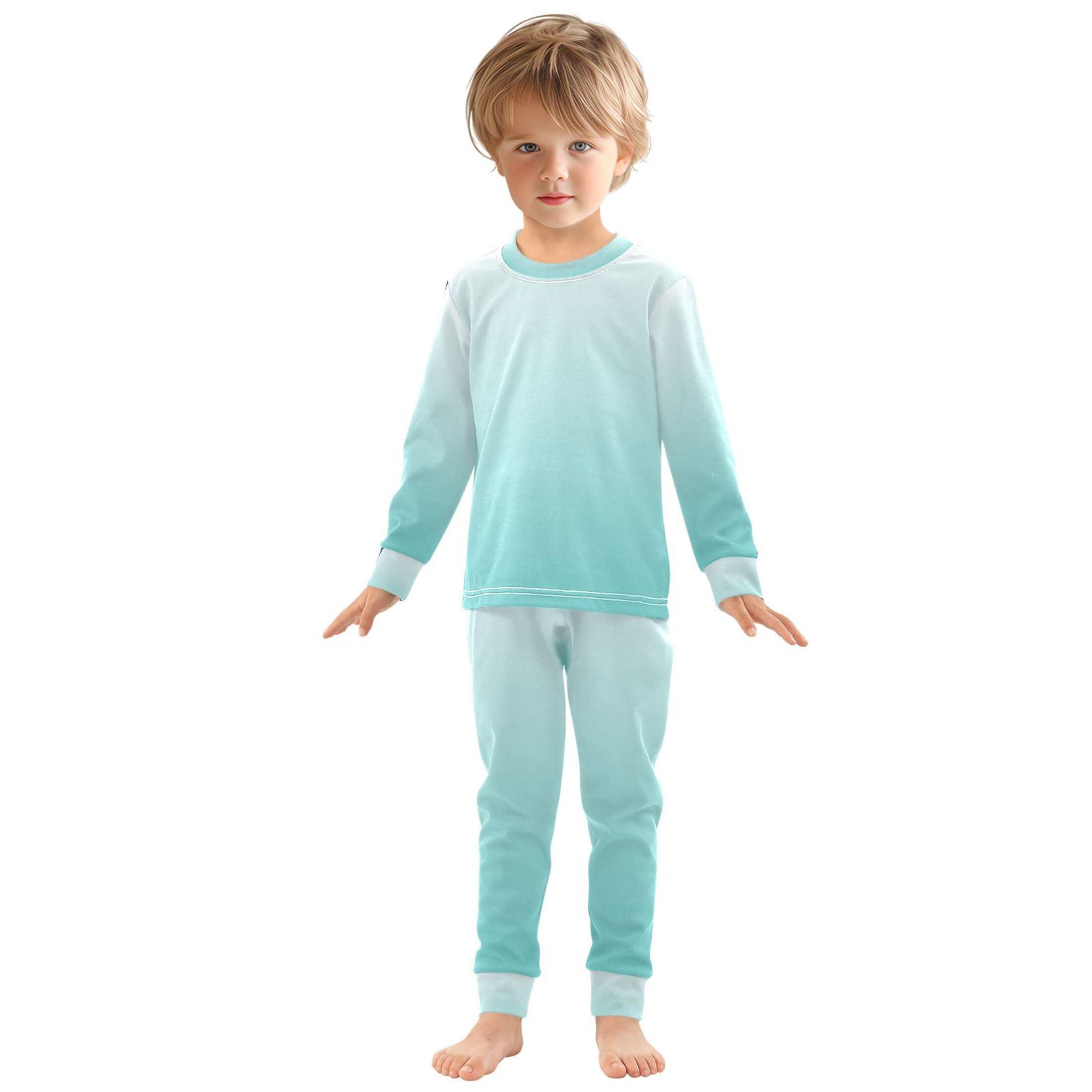 Gradient Mint Green Long Sleeve Pajamas Set Sleepwear Jammies 2pcs Set Pjs Gradient Mint Green