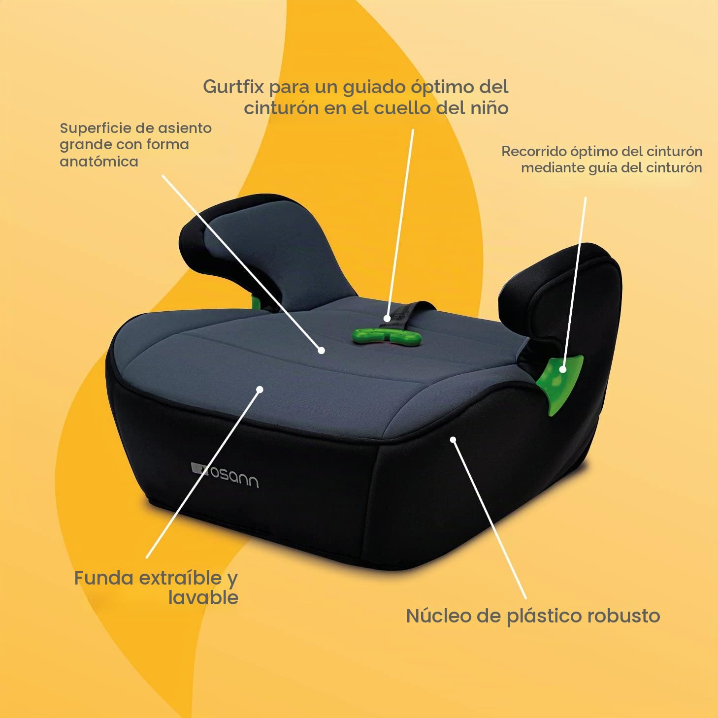 Osann Junior Gurtfix i-Size Sitzerhöhung ohne Isofix Auto Kinder (126-150cm)**