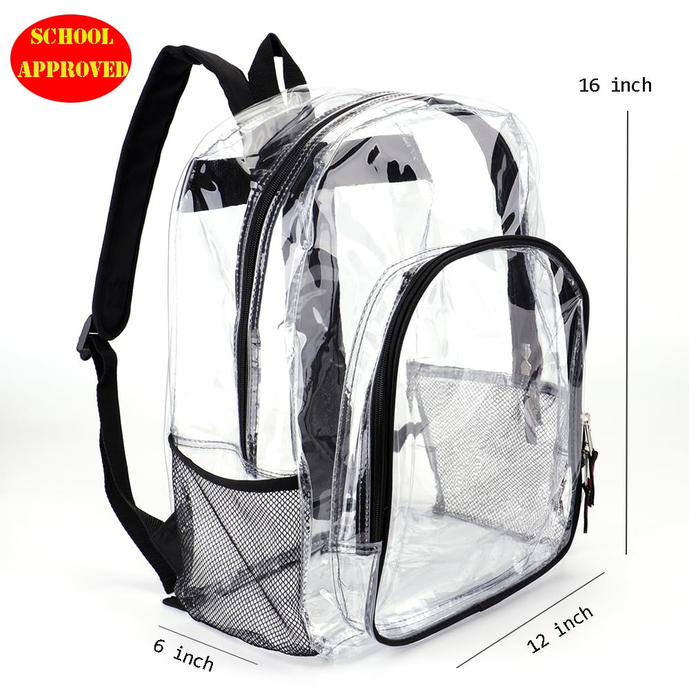 JOMPARO 12 Pack Clear Backpacks Heavy Duty PVC Clear Bookbags Large See Through Backpack for Kids for School