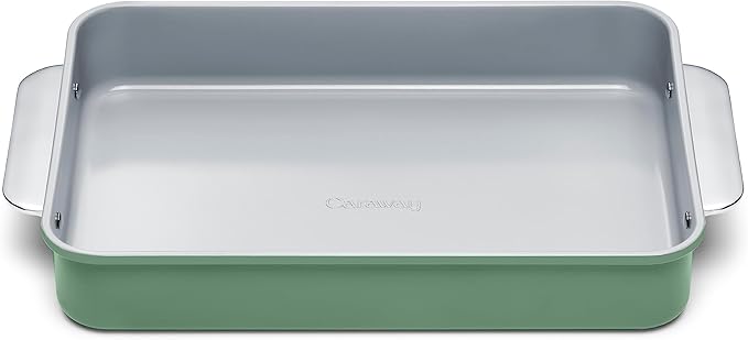 Caraway Non-Stick Ceramic 9”x13” Rectangle Pan - Naturally Slick Ceramic Coating - Non-Toxic, PTFE & PFOA Free - Perfect for Brownies, Lasagnas, and More - Cream