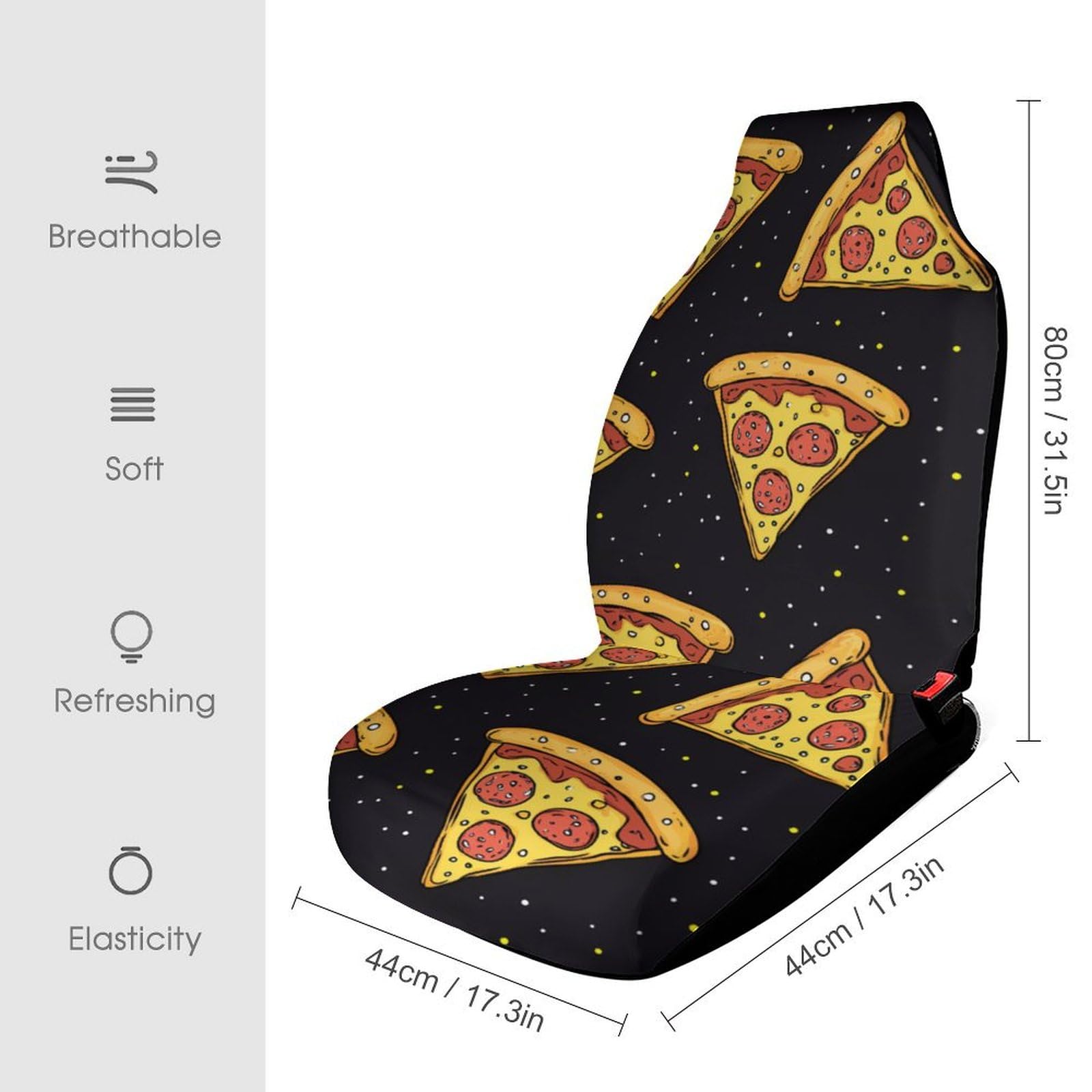 Pizza Food Print Car Seat Covers Universal Car Front Seats Protector Auto Interior Accessories 2PCS