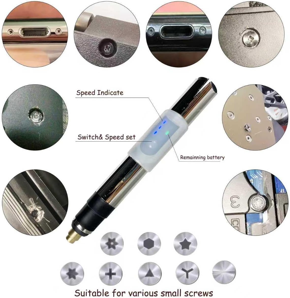 Damaged Screw Removal for Cell Phone, Rechargeable,Broken Screw Extractor for iPhone,4 Tungsten Steel Drill Bits(2.35mm) for Removing Stripped Screws Laptop Electronic Products Repair Kit, DIY Repair