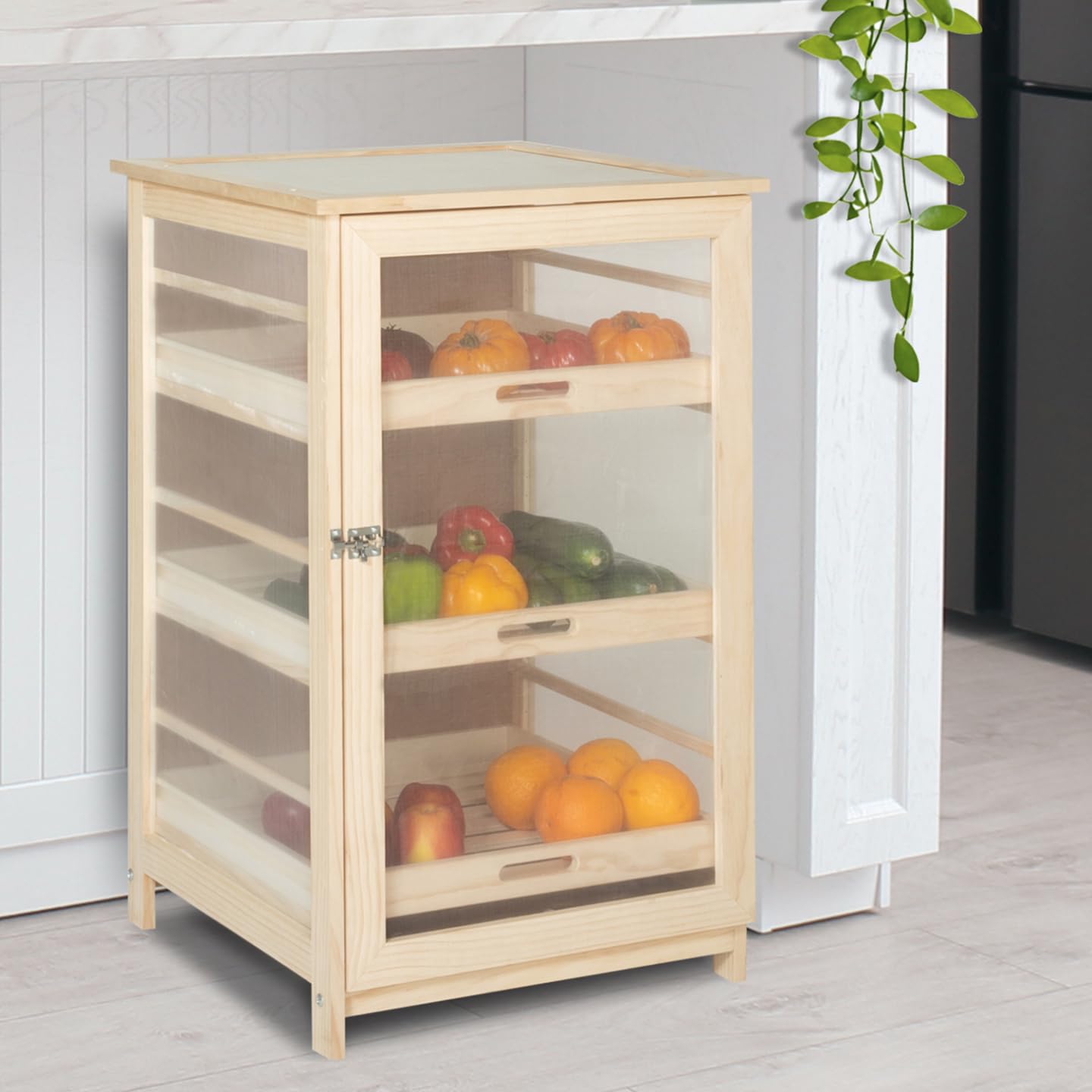 IDMarket - Légumier fruitier en bois VEGGE avec 3 tiroirs amovibles