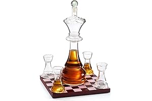 The Wine Savant's Exquisite Chess Decanter and Shot Set: Regal Elegance for Discerning Chess Enthusiasts