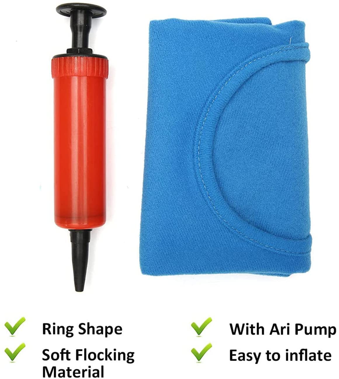 Asiento de cojín de dona, cojín de asiento inflable Anillo de almohada Almohada de dona portátil Cojín de asiento de sillas de ruedas redondas, reduce la presión sobre el nervio ciático del usuario