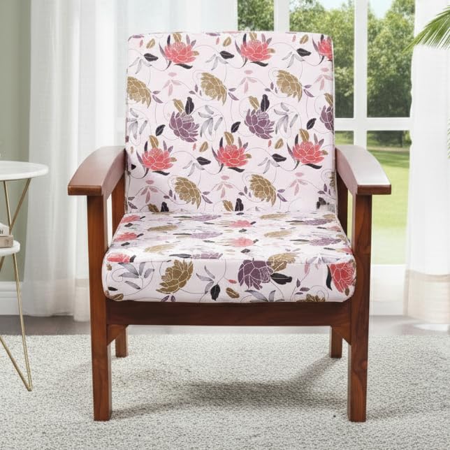 Image of STITCHNEST Polycotton Stretchable Printed Solid Sofa Slipcovers, Wooden Sofa Seat Cover, Sofa Back Cushion Covers (Pack of 6)