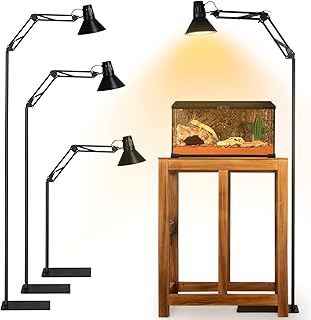 Extra Tall Reptile Heat Lamp Floor Light Stand Fits E26/E27 Bulbs (Not Included) 250W Max Wire Adjustable Swing Arm Terrarium Stand Reptile Plant Light Fixture Lamp Holder