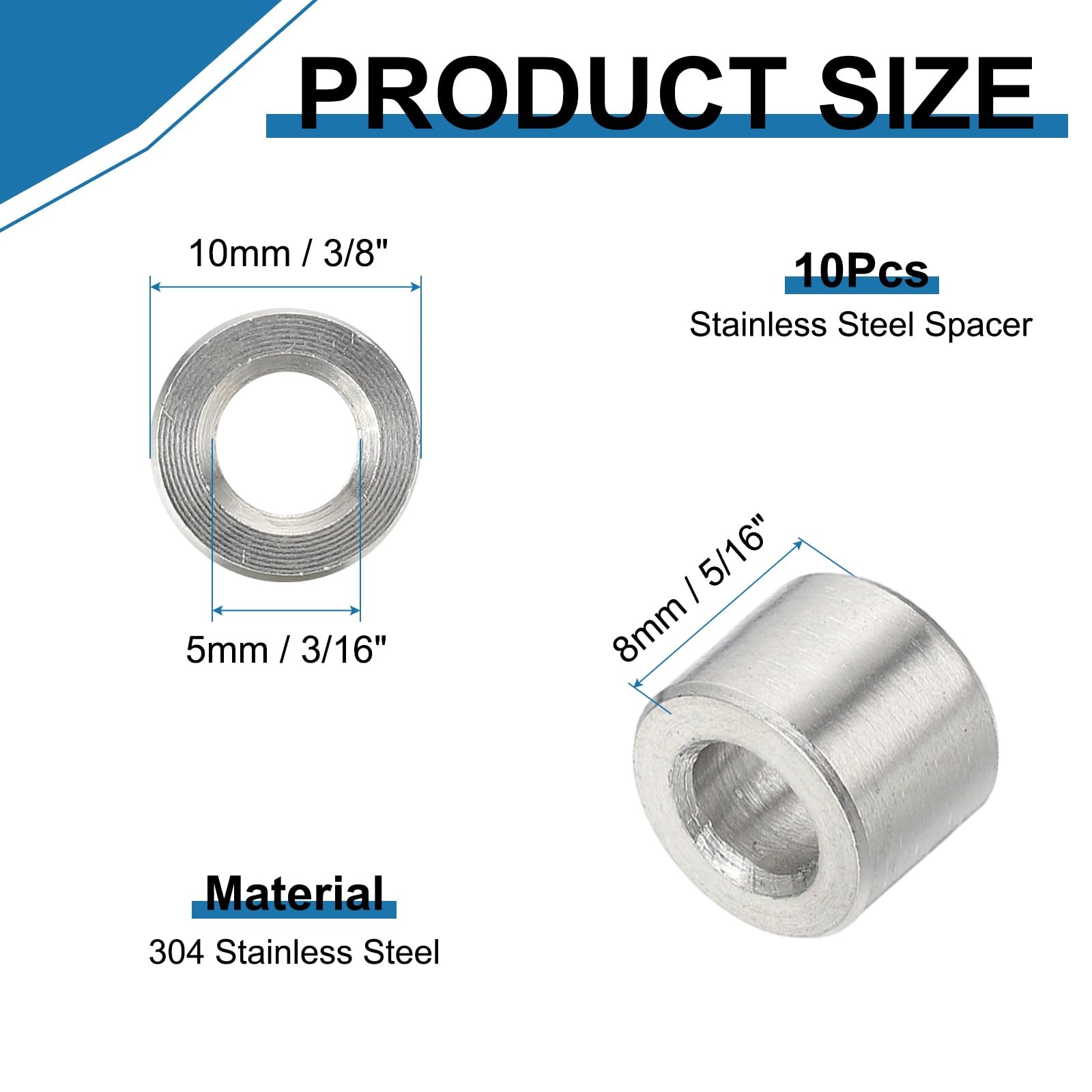 PATIKIL 304 Stainless Steel Spacer - Image 2
